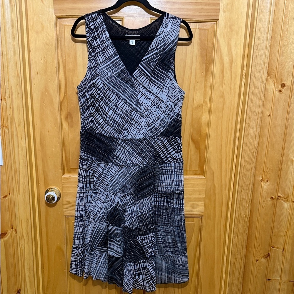 Coldwater Creek Black and Gray Geometric Sleeveless MIDI Dress Plus Sized 1X.